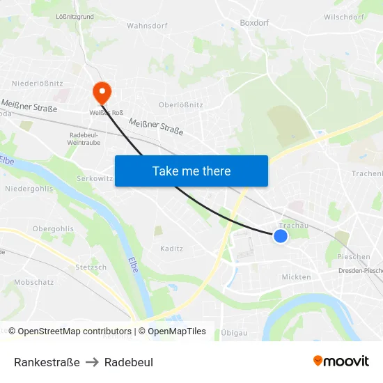 Rankestraße to Radebeul map