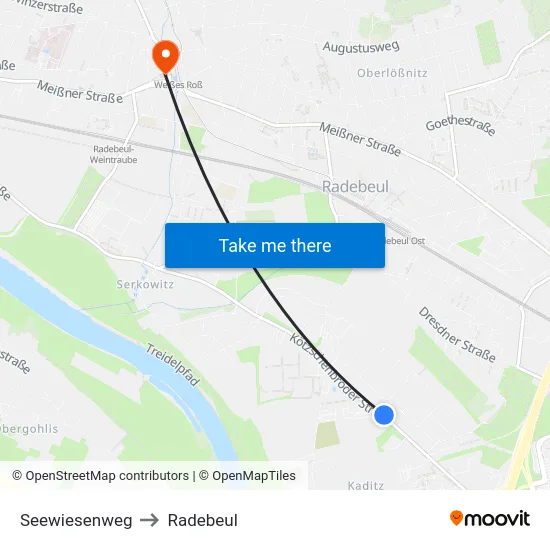 Seewiesenweg to Radebeul map