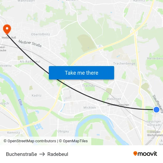 Buchenstraße to Radebeul map