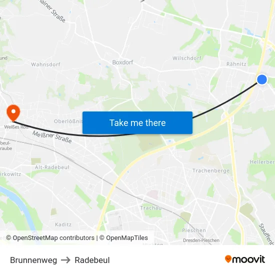 Brunnenweg to Radebeul map