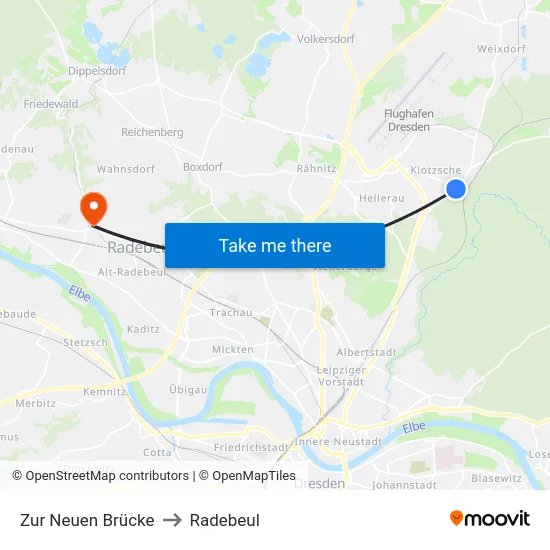 Zur Neuen Brücke to Radebeul map