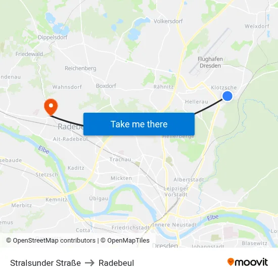 Stralsunder Straße to Radebeul map