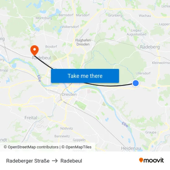 Radeberger Straße to Radebeul map