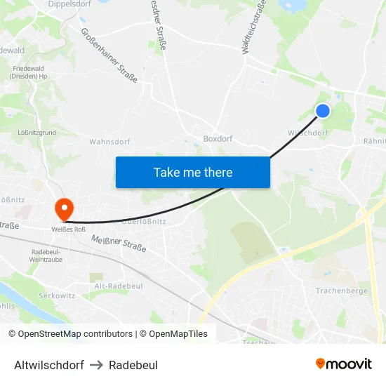 Altwilschdorf to Radebeul map