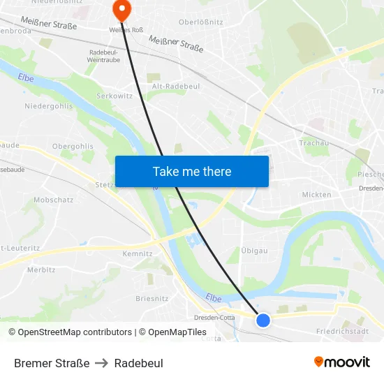 Bremer Straße to Radebeul map