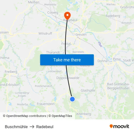 Buschmühle to Radebeul map