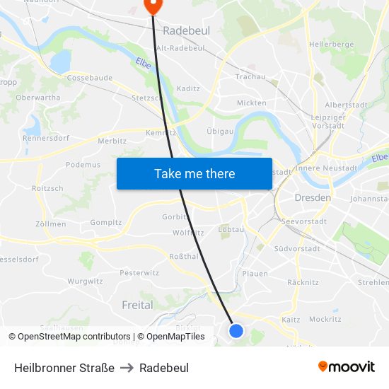 Heilbronner Straße to Radebeul map