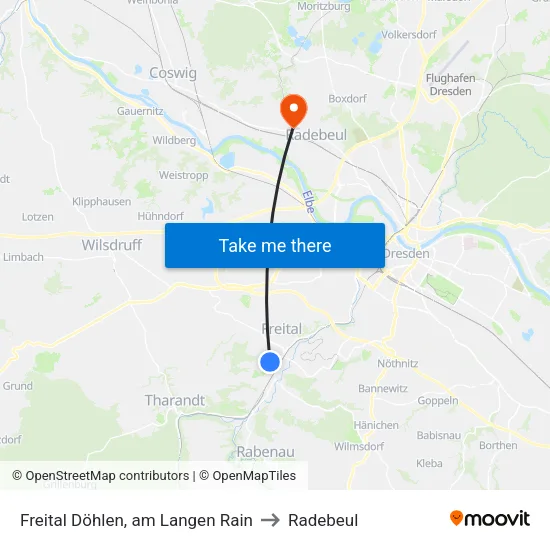 Freital Döhlen, am Langen Rain to Radebeul map