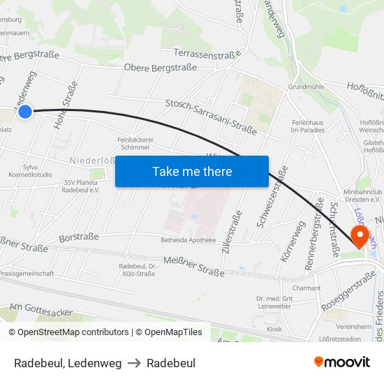 Radebeul, Ledenweg to Radebeul map