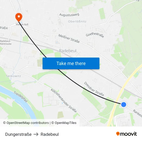 Dungerstraße to Radebeul map