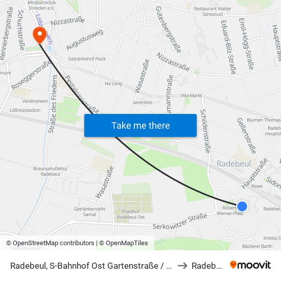 Radebeul, S-Bahnhof Ost Gartenstraße / Süd to Radebeul map