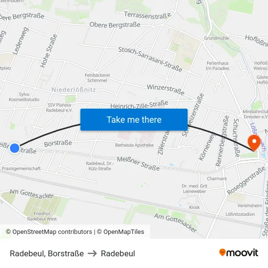 Radebeul, Borstraße to Radebeul map