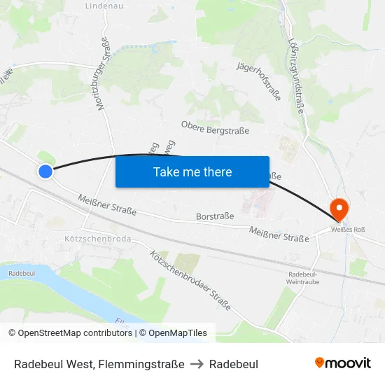 Radebeul West, Flemmingstraße to Radebeul map