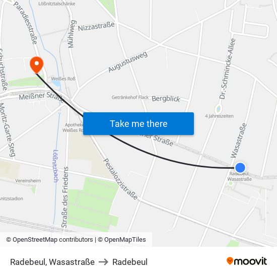 Radebeul, Wasastraße to Radebeul map