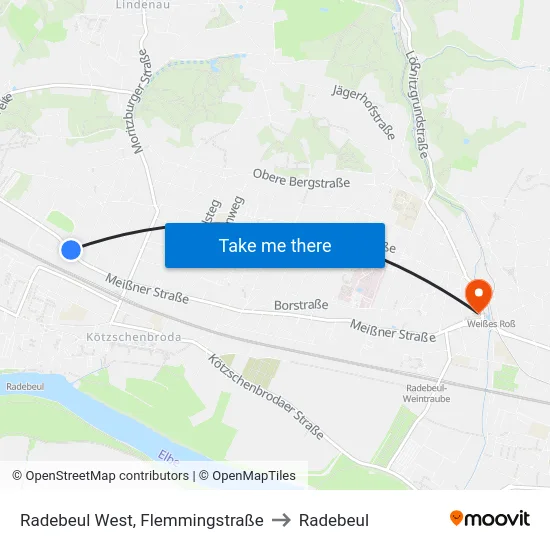 Radebeul West, Flemmingstraße to Radebeul map