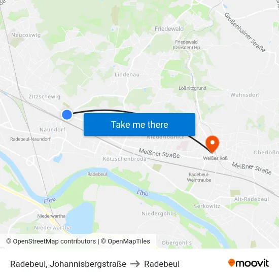Radebeul, Johannisbergstraße to Radebeul map