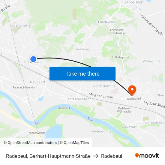 Radebeul, Gerhart-Hauptmann-Straße to Radebeul map