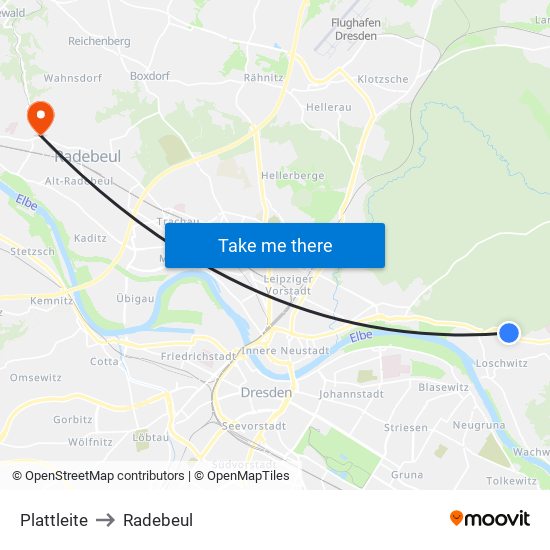 Plattleite to Radebeul map