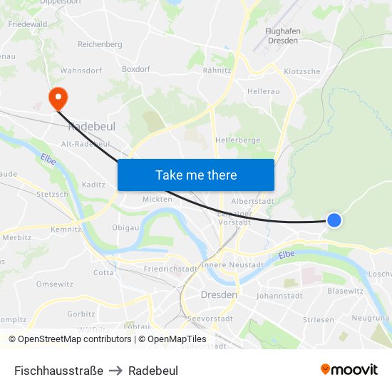 Fischhausstraße to Radebeul map