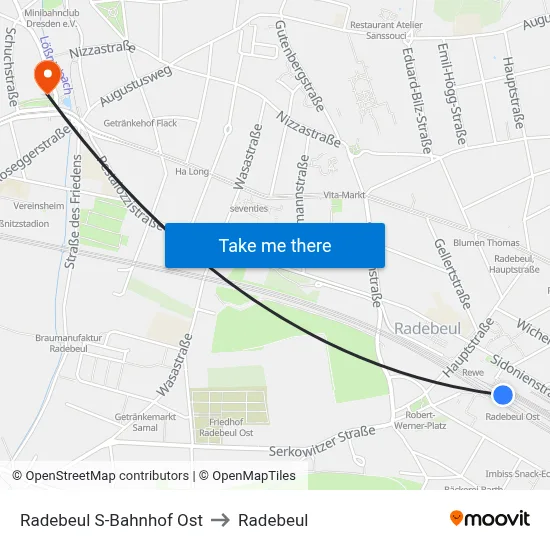 Radebeul S-Bahnhof Ost to Radebeul map