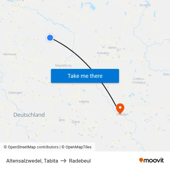 Altensalzwedel, Tabita to Radebeul map