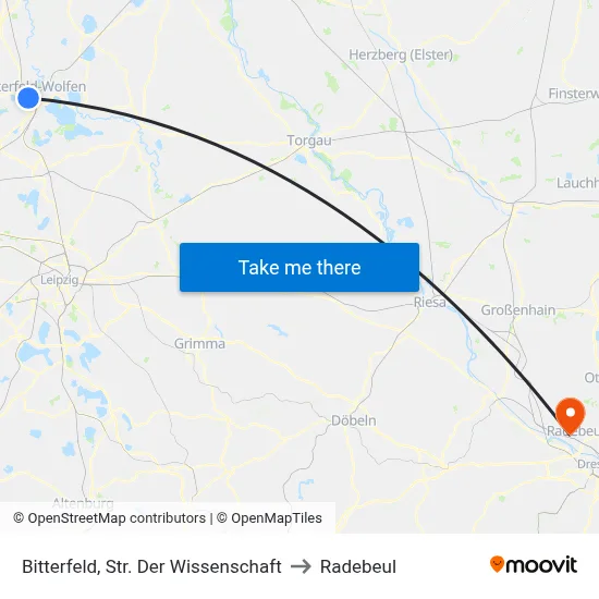 Bitterfeld, Str. Der Wissenschaft to Radebeul map