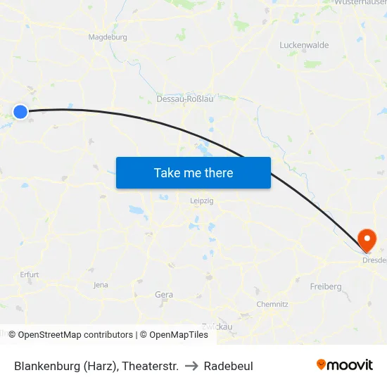 Blankenburg (Harz), Theaterstr. to Radebeul map