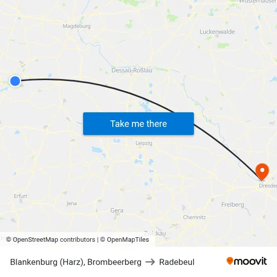 Blankenburg (Harz), Brombeerberg to Radebeul map