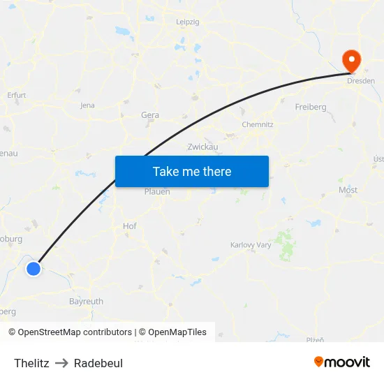 Thelitz to Radebeul map