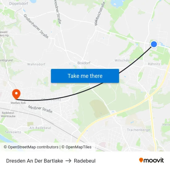Dresden An Der Bartlake to Radebeul map