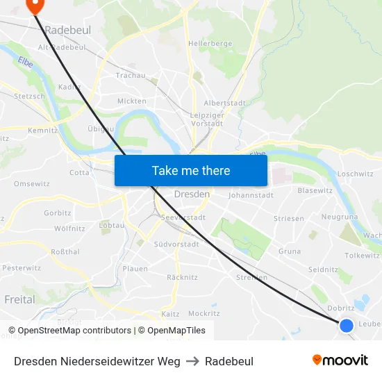 Dresden Niederseidewitzer Weg to Radebeul map