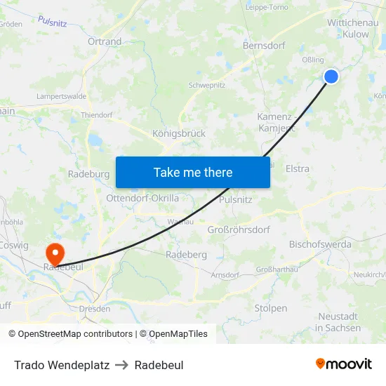 Trado Wendeplatz to Radebeul map
