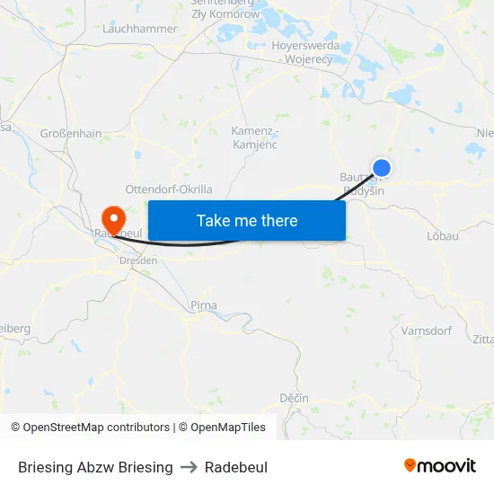 Briesing Abzw Briesing to Radebeul map