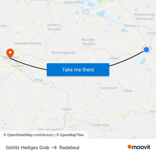 Görlitz Heiliges Grab to Radebeul map