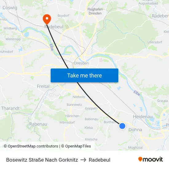 Bosewitz Straße Nach Gorknitz to Radebeul map
