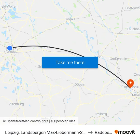 Leipzig, Landsberger/Max-Liebermann-Str. to Radebeul map