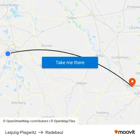 Leipzig-Plagwitz to Radebeul map