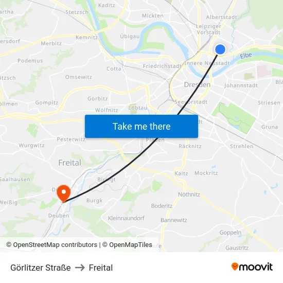 Görlitzer Straße to Freital map