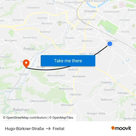Hugo-Bürkner-Straße to Freital map