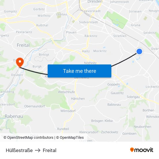 Hülßestraße to Freital map