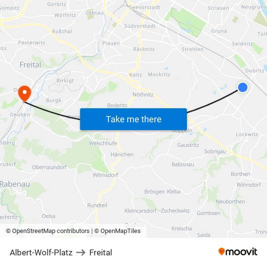 Albert-Wolf-Platz to Freital map