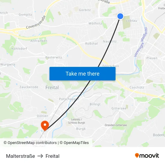 Malterstraße to Freital map