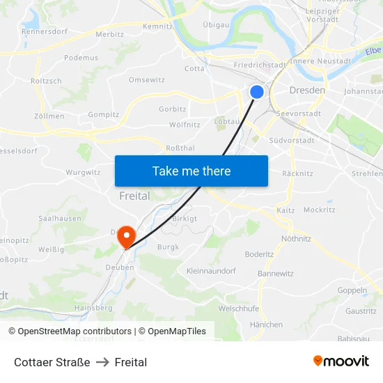 Cottaer Straße to Freital map