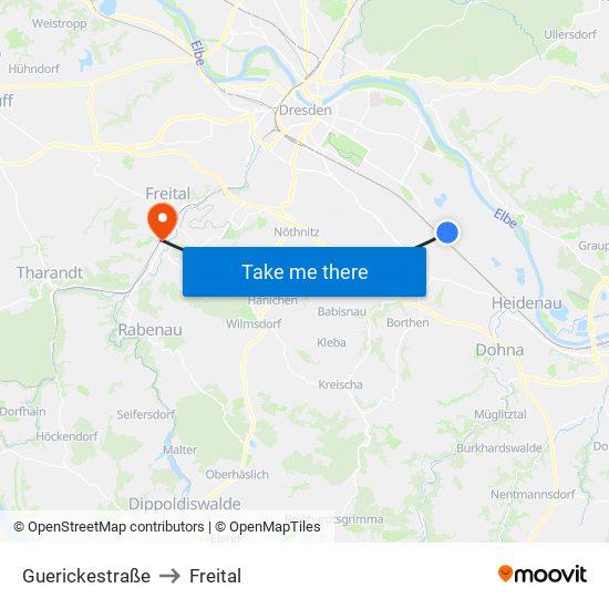 Guerickestraße to Freital map