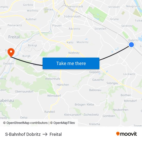 S-Bahnhof Dobritz to Freital map