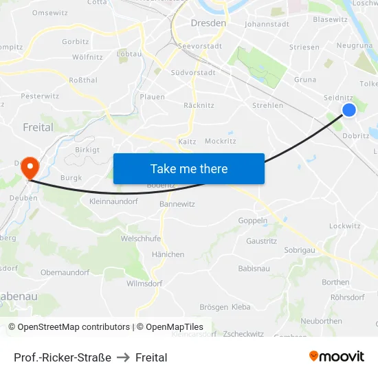 Prof.-Ricker-Straße to Freital map