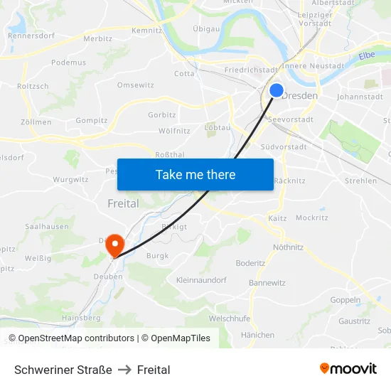 Schweriner Straße to Freital map