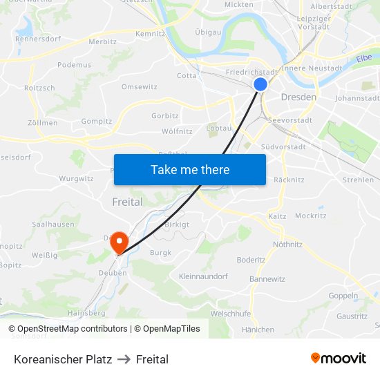 Koreanischer Platz to Freital map