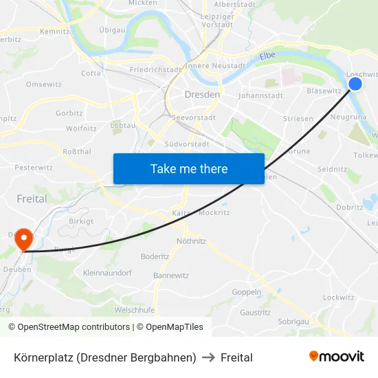 Körnerplatz (Dresdner Bergbahnen) to Freital map