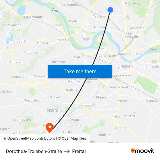 Dorothea-Erxleben-Straße to Freital map